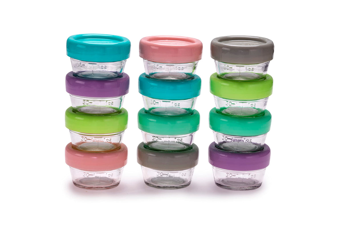 melii glass storage jar with airtight lid, compact 2oz portion for easy meal prep.