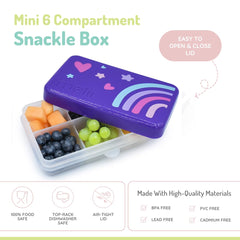 melii Mini Snackle Box adjustable dividers demonstrate customizable portions for kids on the go.