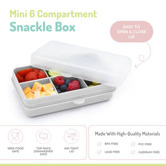 melii Mini Snackle Box shows six compartments for snack variety.