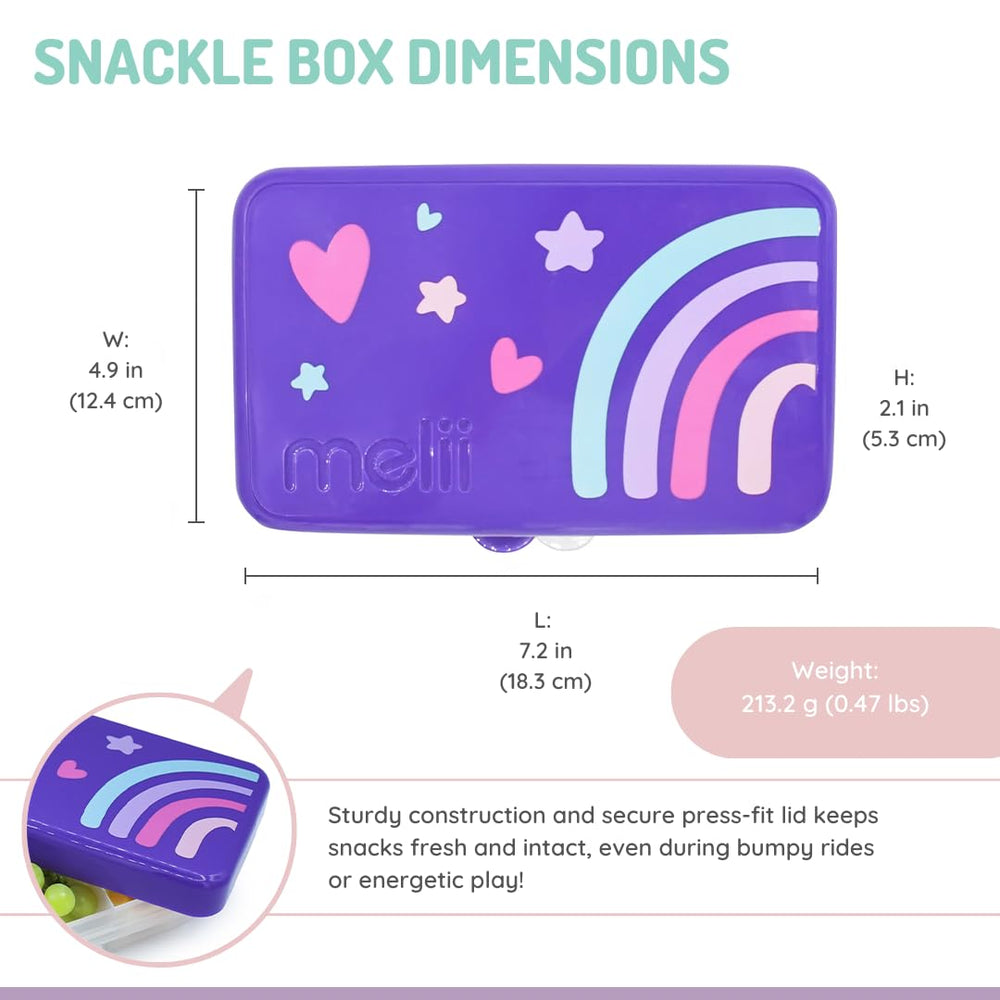 melii Mini Snackle Box kid-friendly lid enables easy independent snacking for preschoolers.