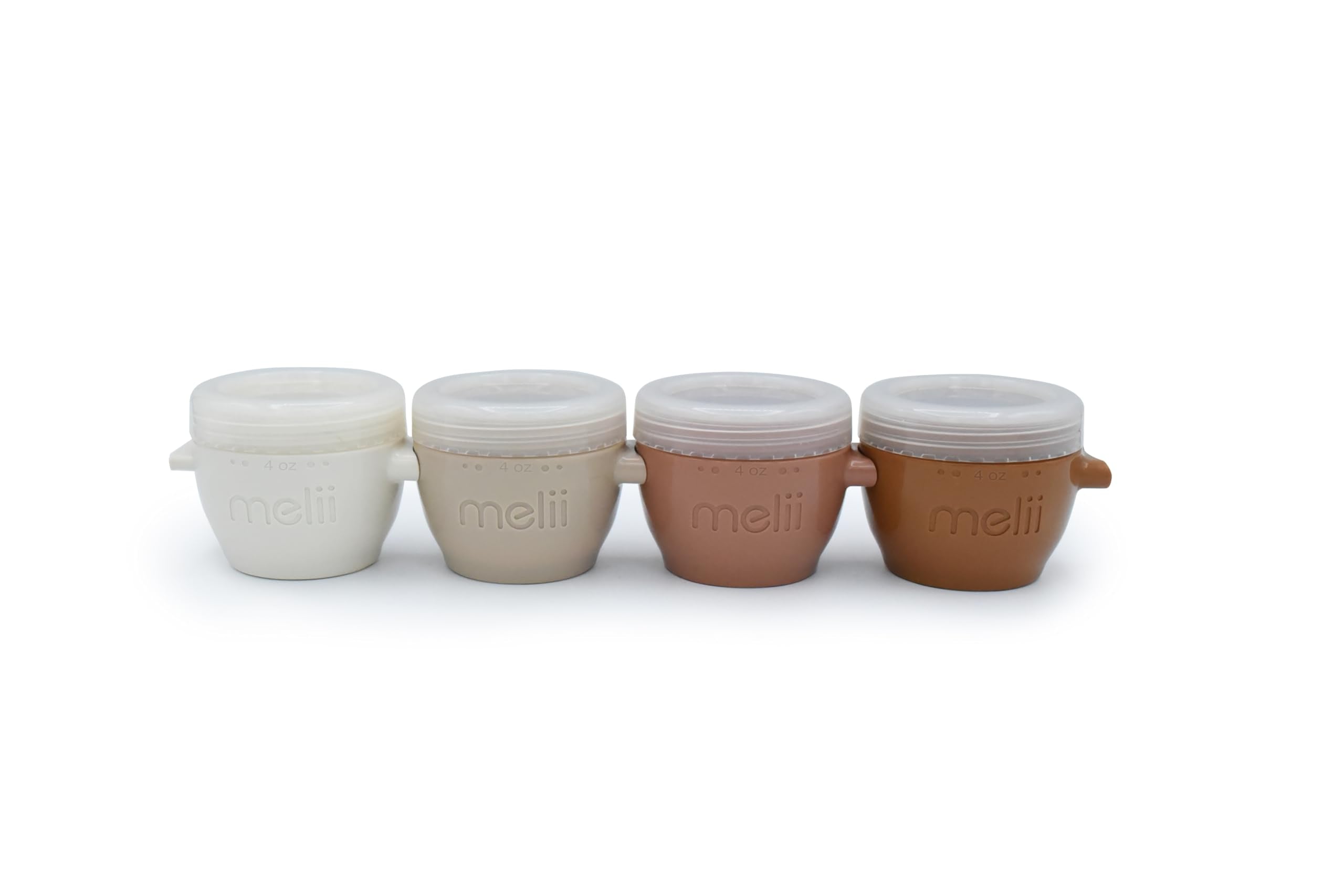 melii Snap and Go 4oz containers in a pack, convenient portion control for baby meals.