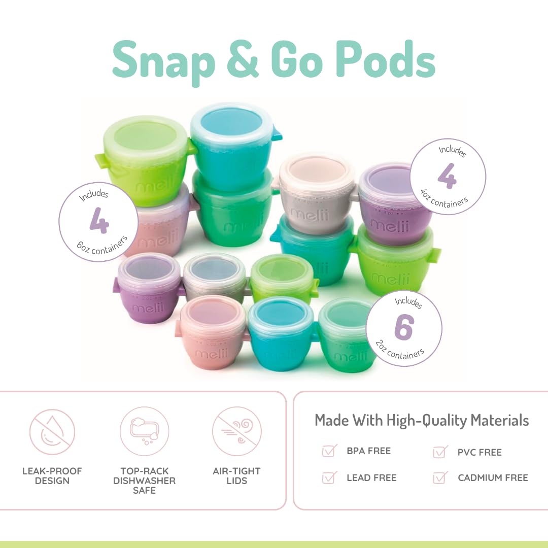 melii Snap & Go 4oz stackable containers saving cabinet space and prep time