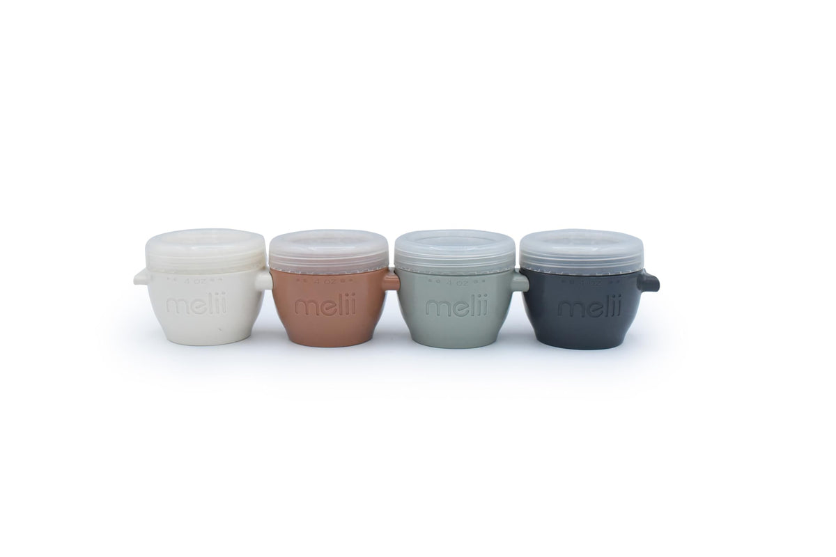 melii Snap & Go Pods front view in earthy tones for organized baby meals on the go.