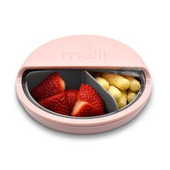 melii Spin Snack Container open pink lid for easy on-the-go snacking