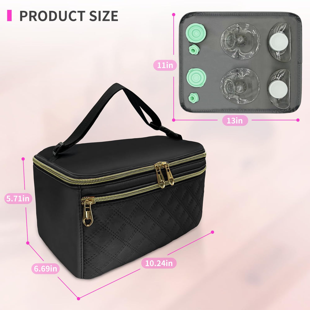MELINON nylon tote with padded lining protects pumps during travel.