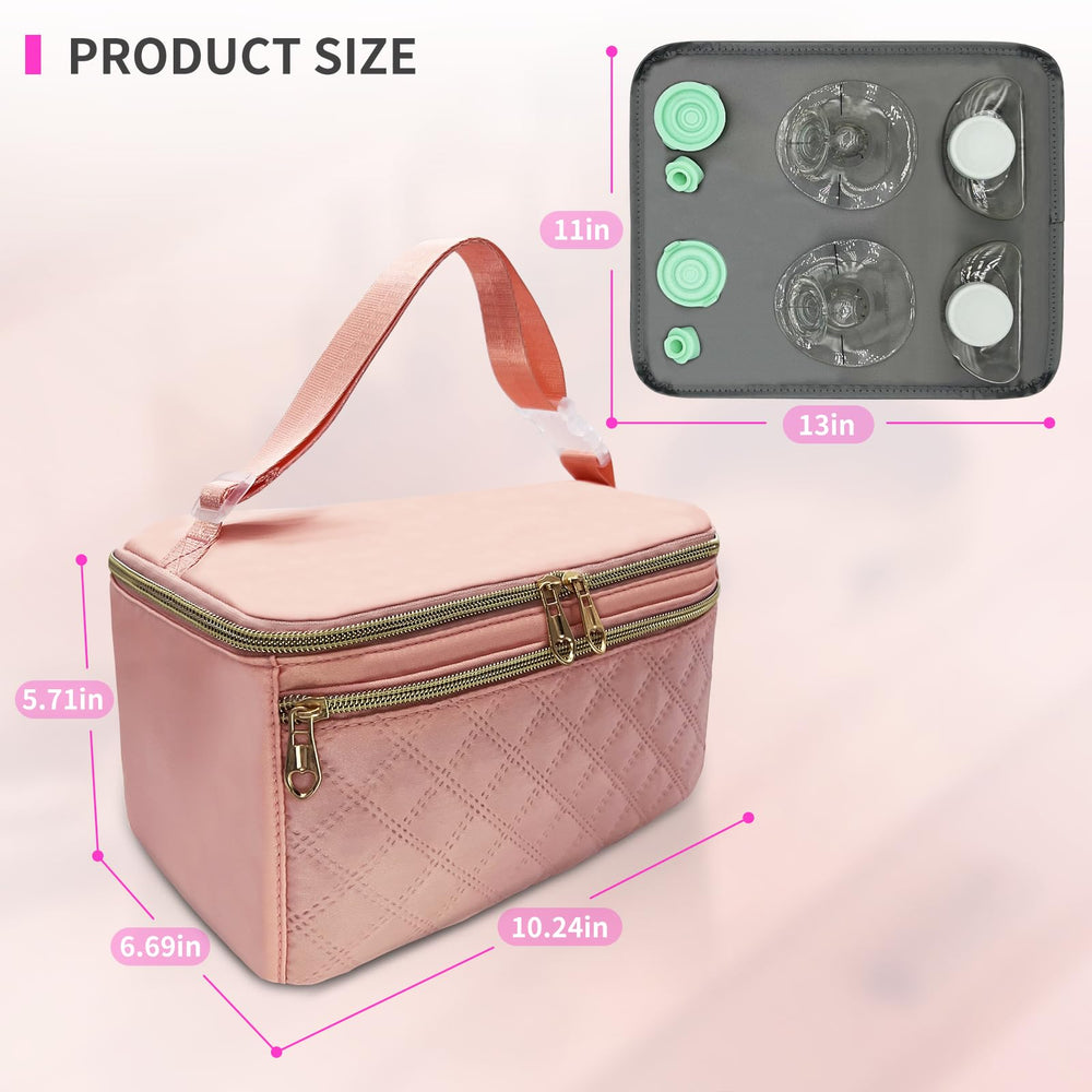 MELINON pump bag reinforced handle enhances portability for stroller attachment.