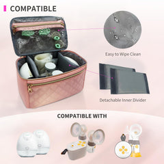MELINON wearable pump bag detachable dividers illustrate easy separation of pumps and accessories.