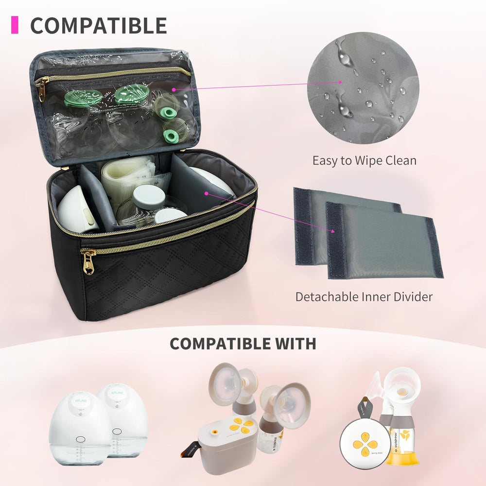 MELINON wearable pump bag supports Medela compatibility for versatile pumping.