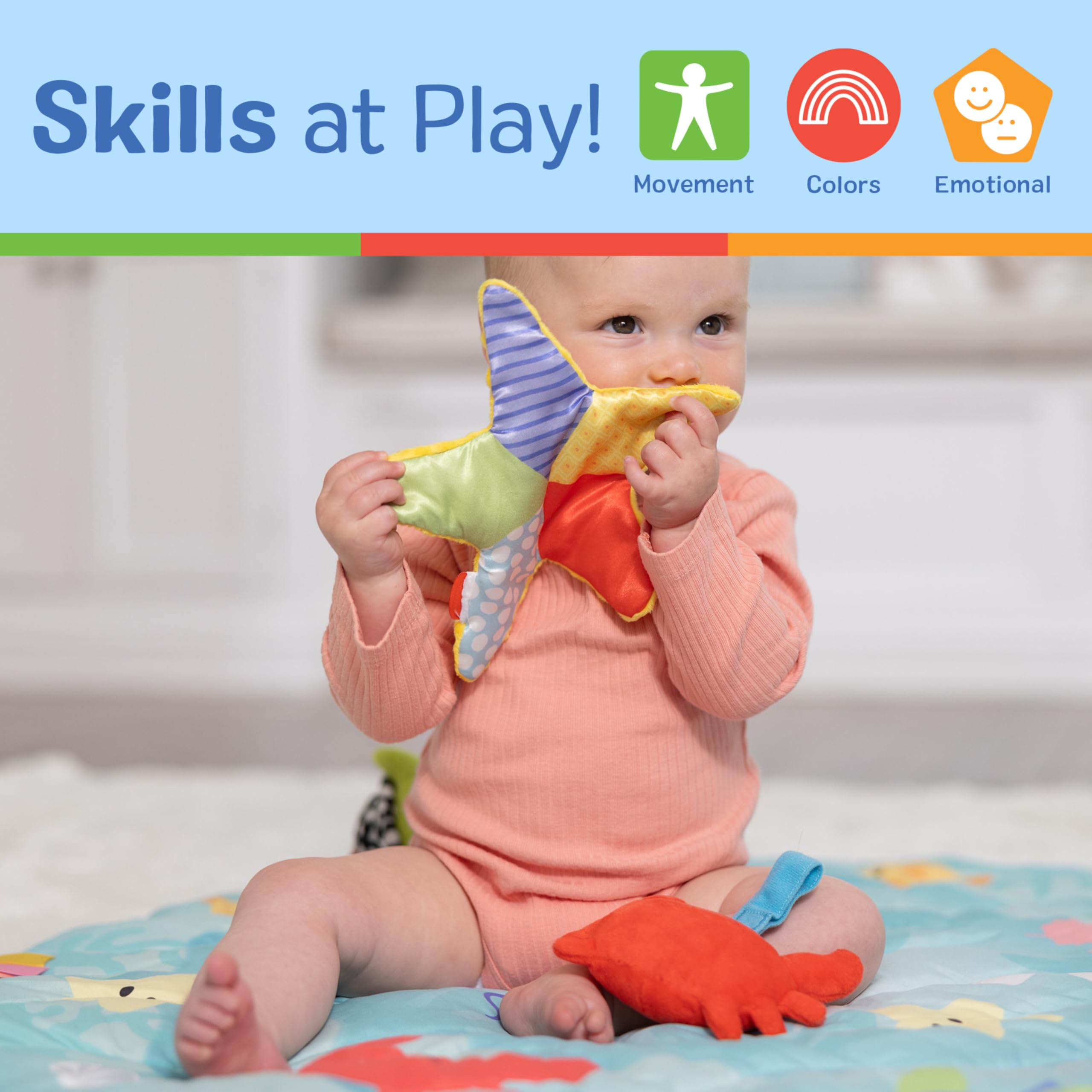 Melissa & Doug baby mirror turtle toy promotes self-recognition during play.
