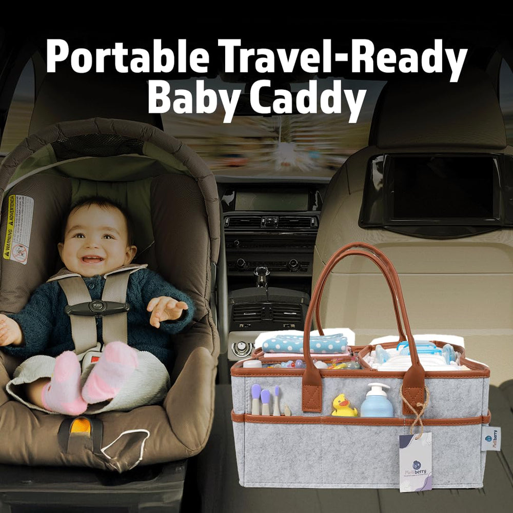 Melliberry diaper caddy multi-use storage keeps baby supplies together
