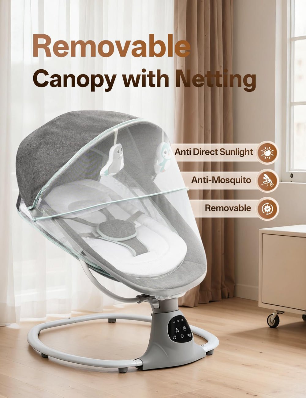 MelloBubbz electric baby swing soft pillow and cushion for cozy comfort.