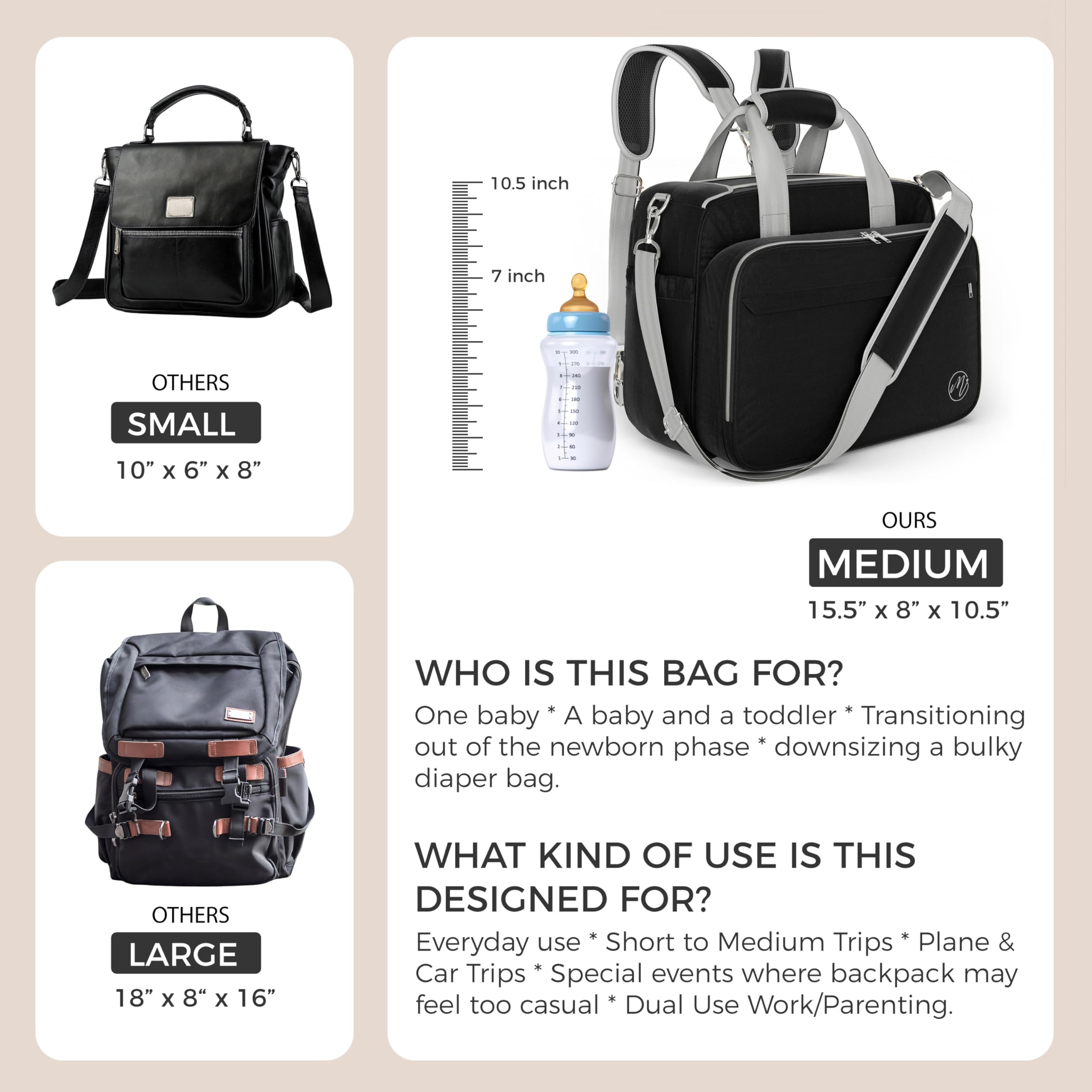 Mellories diaper bag crossbody style for hands-free errands.