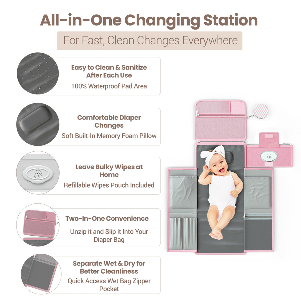 Mellories memory-foam pillow inside the pad provides gentle support for newborns and crawlers