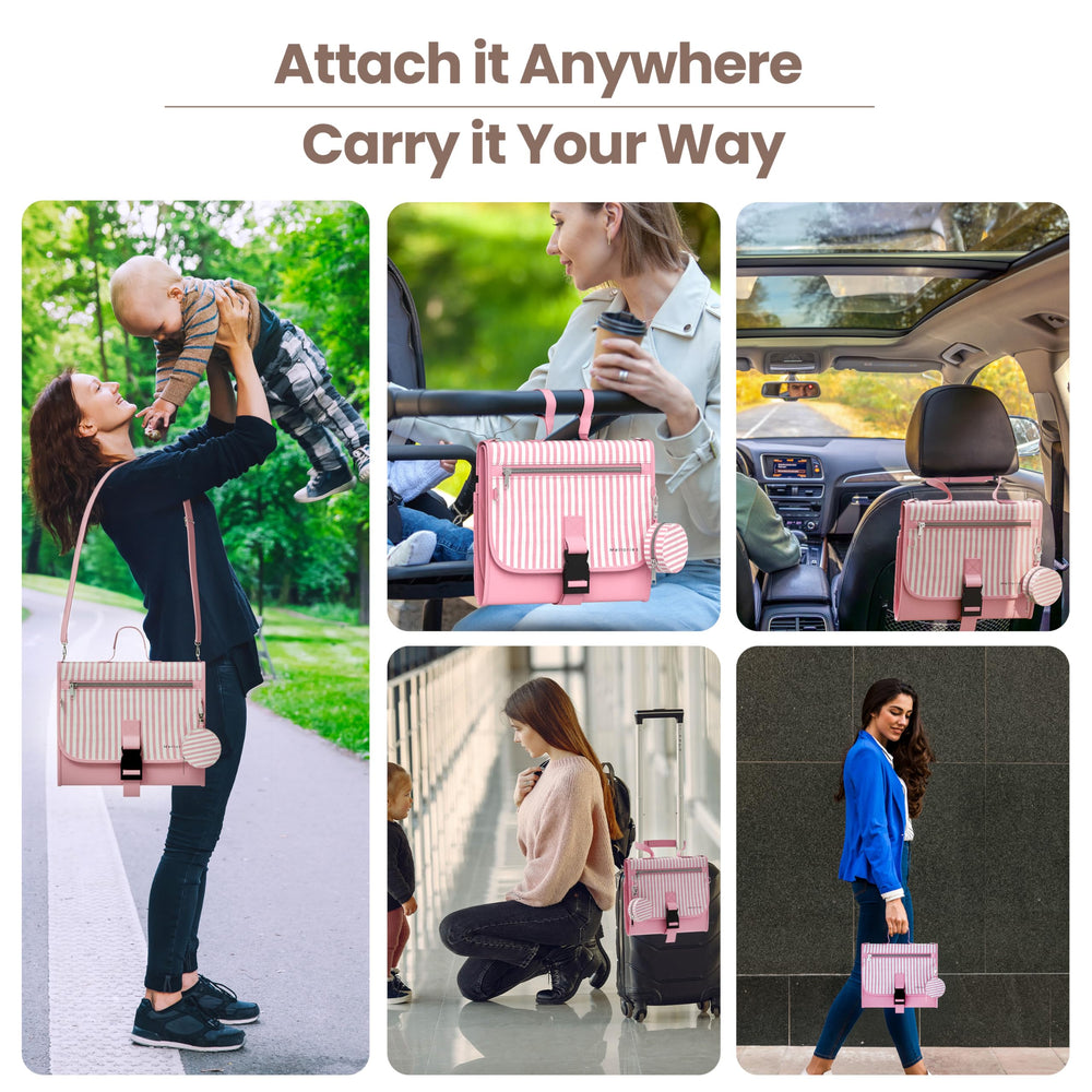 Mellories strap-system enables crossbody or stroller attachment for hands-free transport