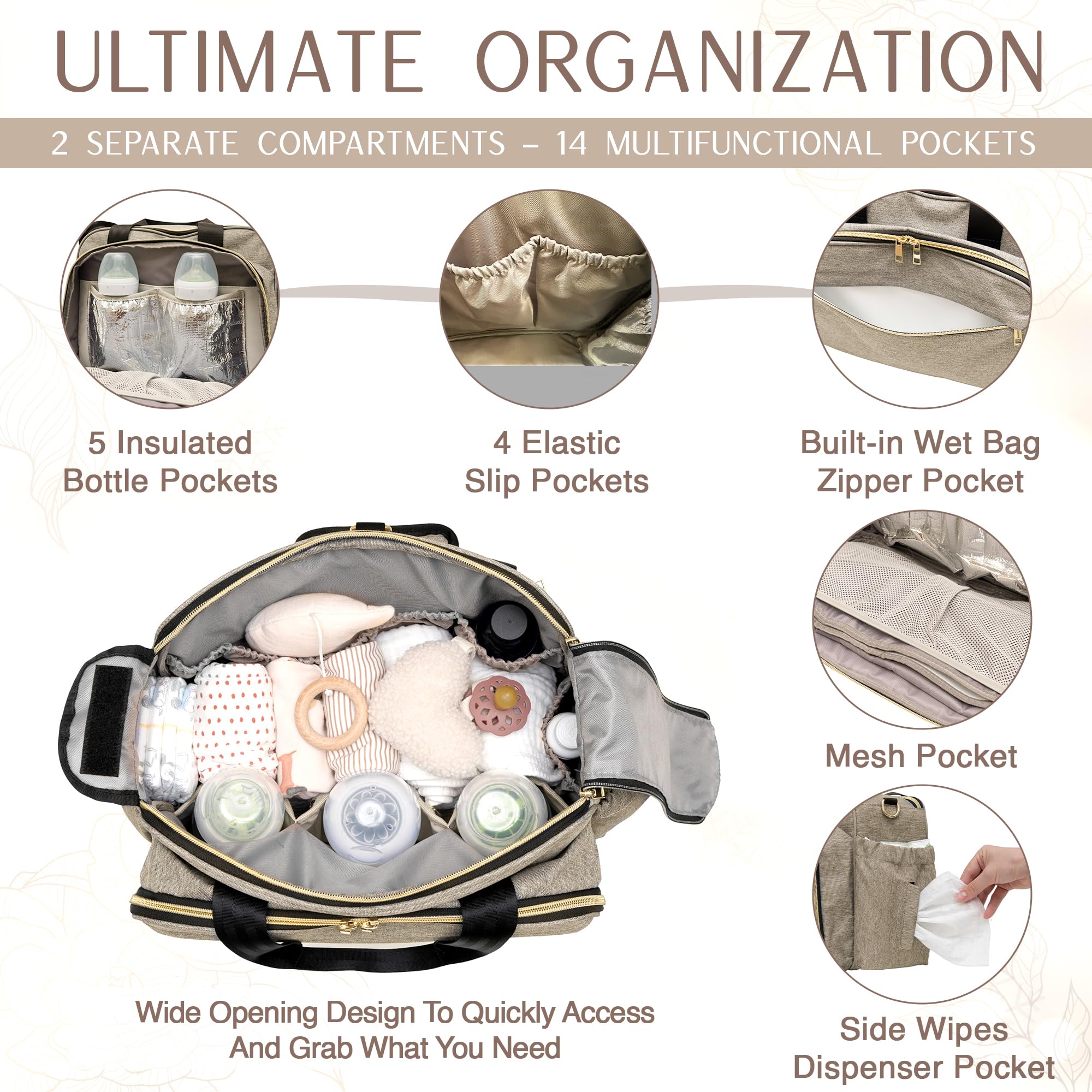 Mellories waterproof-oxford-cloth-beige exterior withstands daily wear and easy cleaning