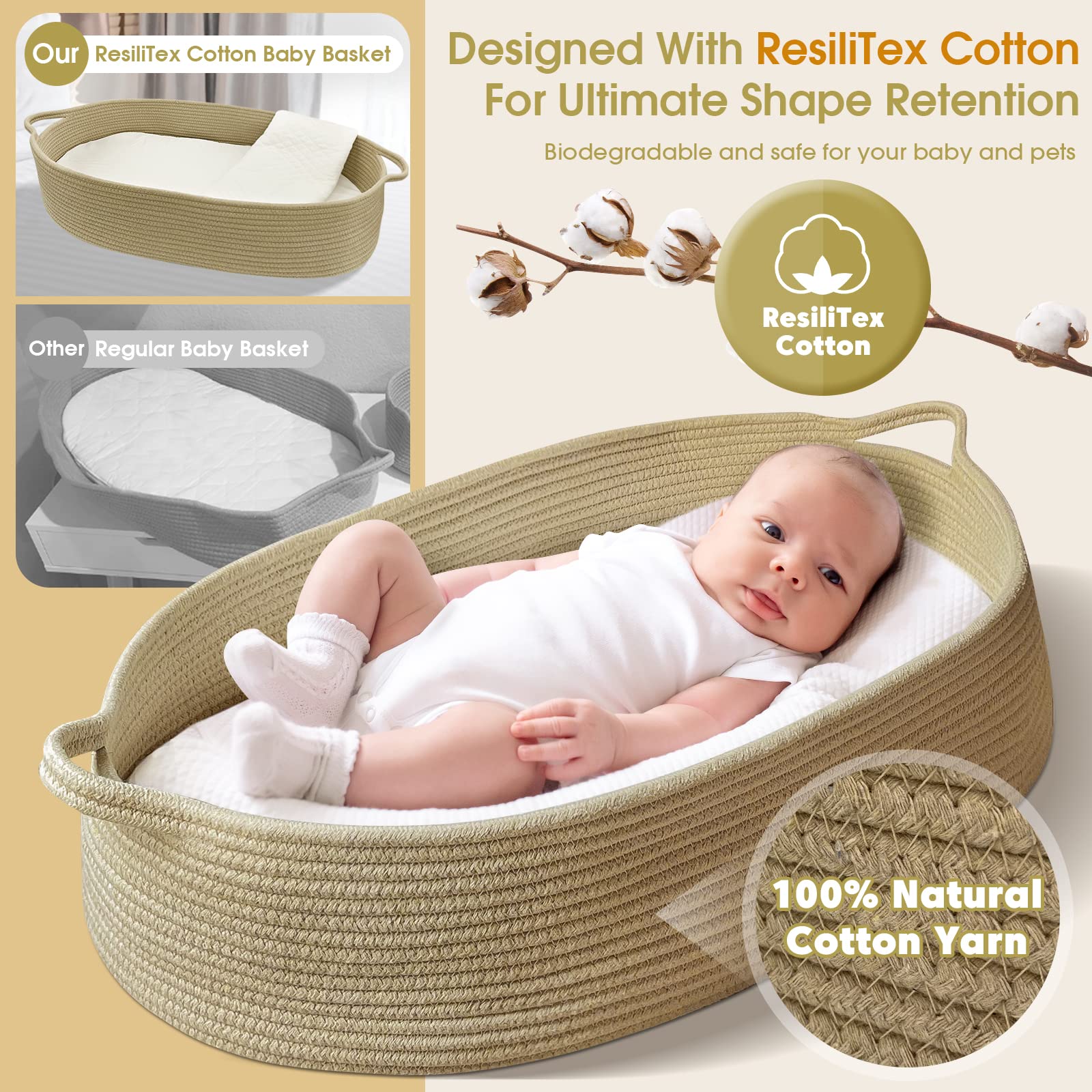 Meloom baby changing basket on a table showing convenient setup