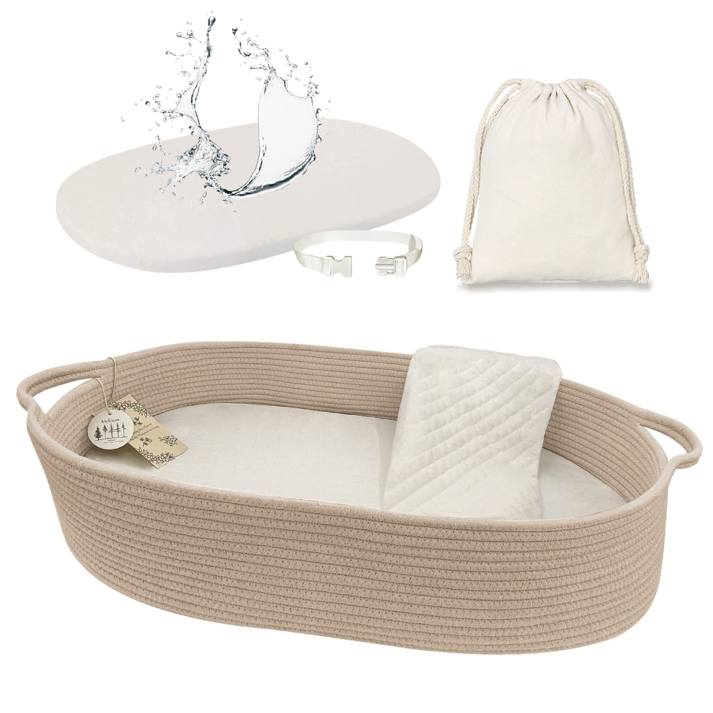 Meloom baby changing basket taupe in nursery ready for easy diaper changes