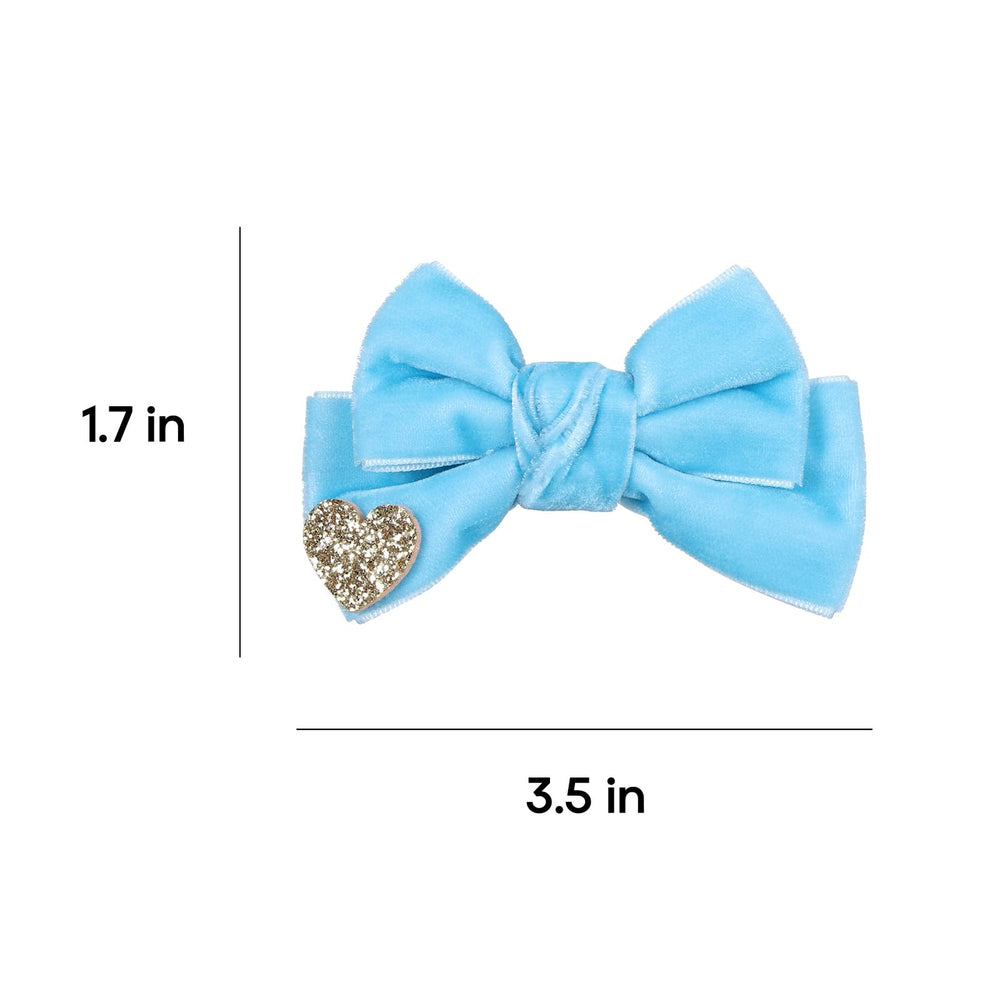 Melyde blue velvet bow ideal for birthdays, holidays, and celebrations.