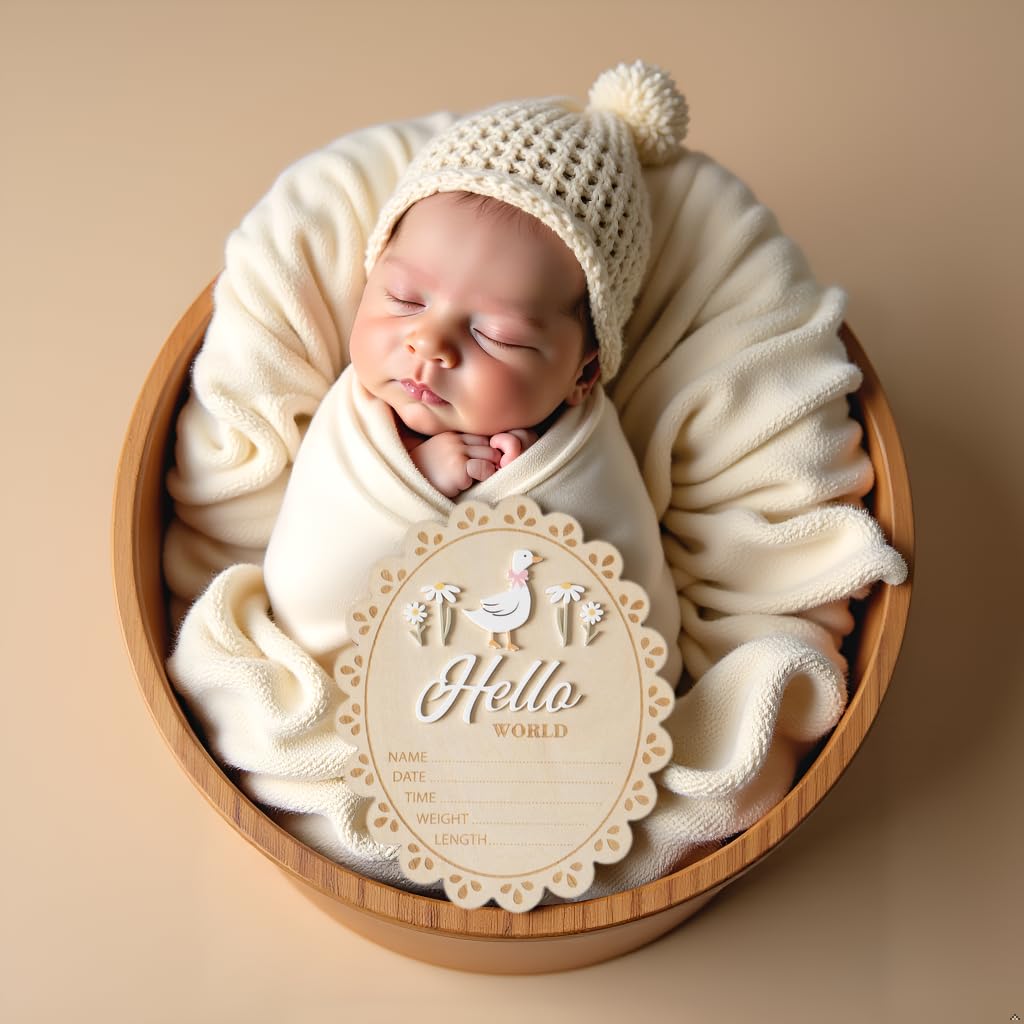 MEMOLEBIA birth announcement hospital sign captures hospital moment details.