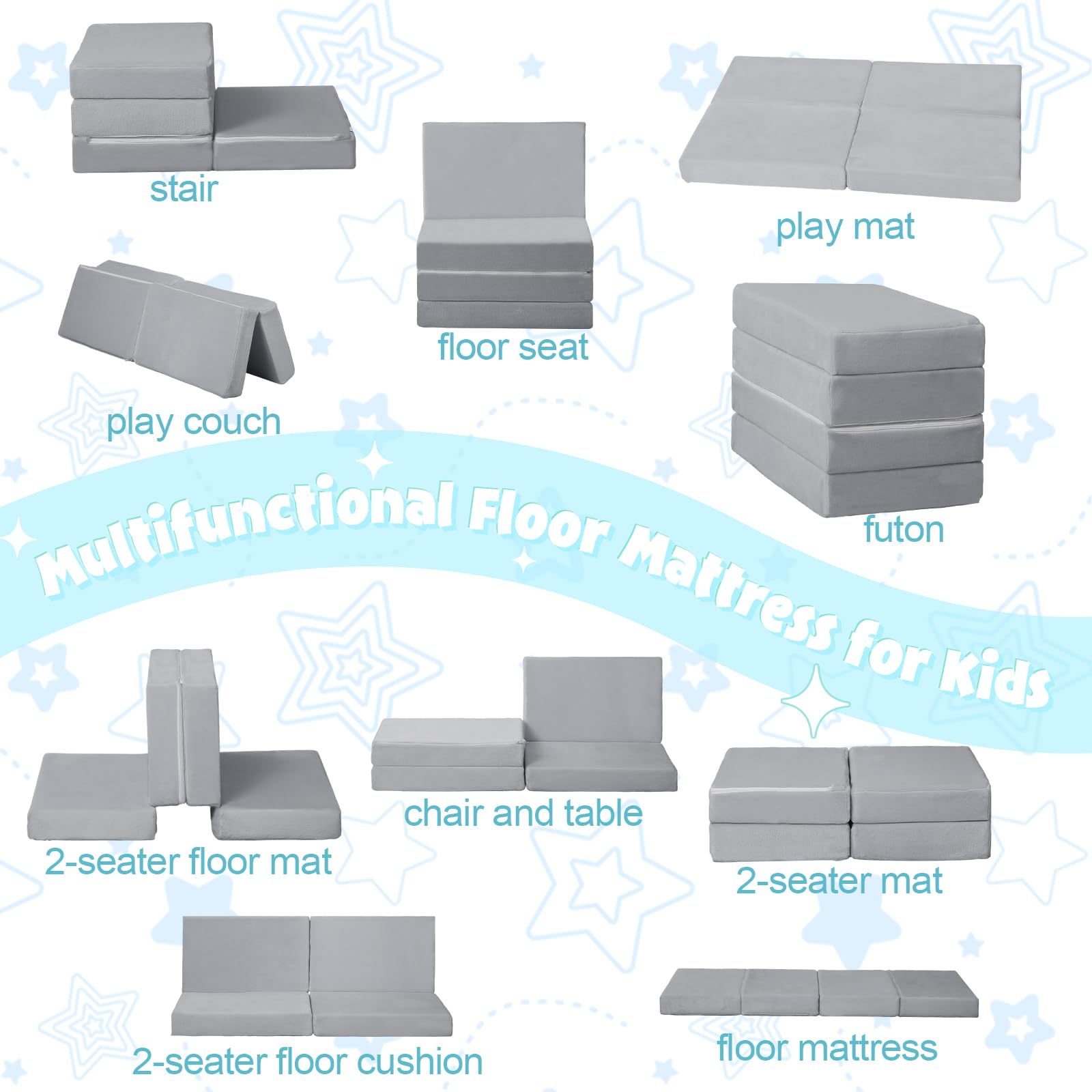 MeMoreCool Foldable design serves as nap mat, lounge, or soft play surface