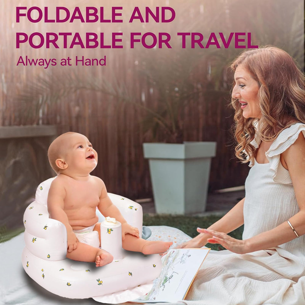 Mengduxd inflatable baby seat demonstrates ergonomic wide-backrest for back support