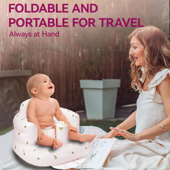 Mengduxd inflatable baby seat demonstrates ergonomic wide-backrest for back support