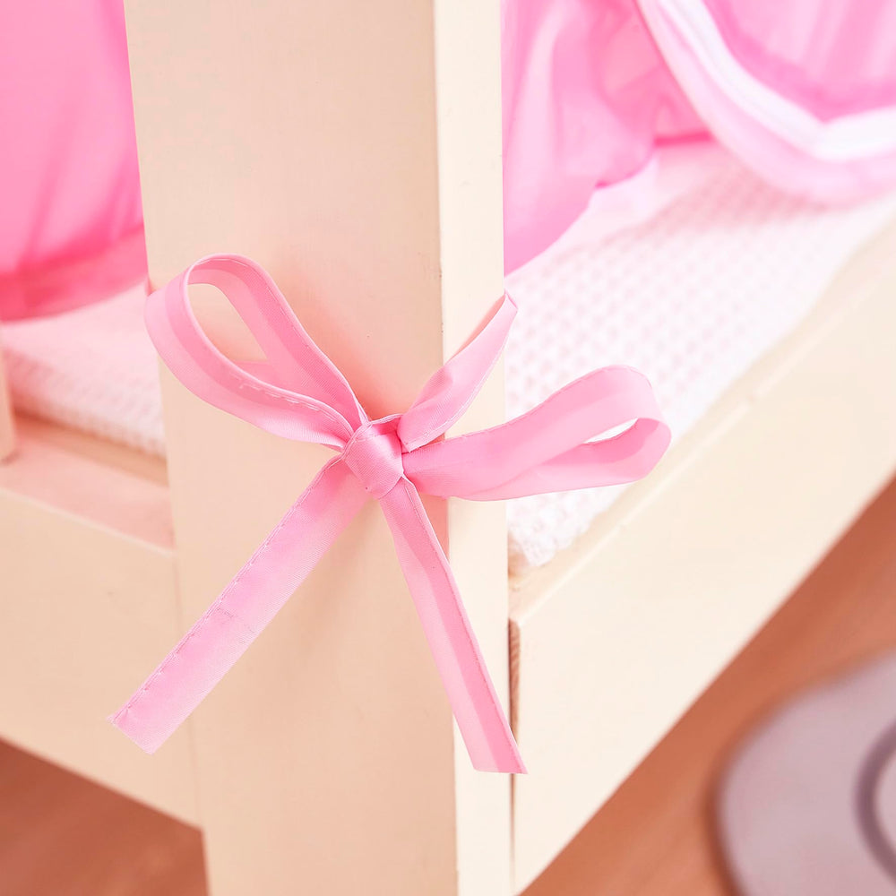 Mengersi pink canopy folds flat for travel and storage.