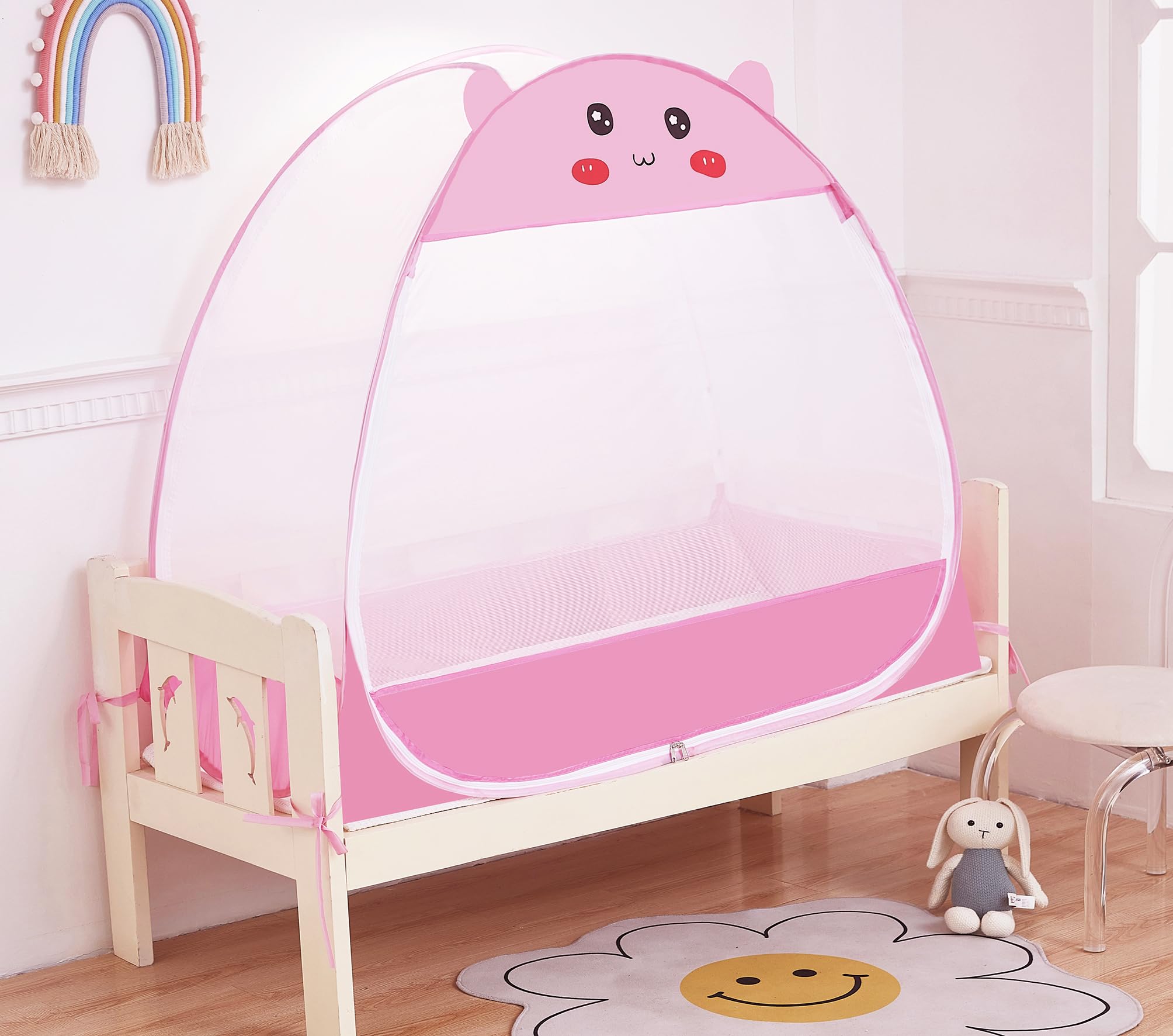 Mengersi pop-up crib tent pink setup in minutes for quick nursery safety.