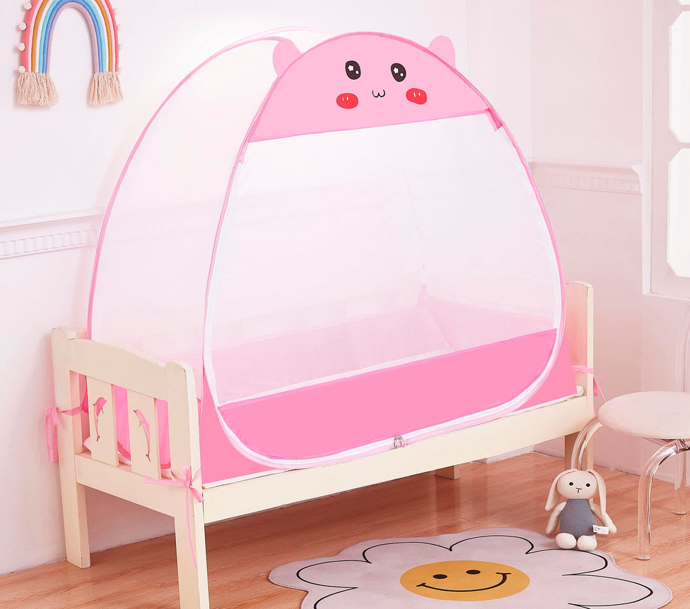 Mengersi pop-up crib tent pink setup in minutes for quick nursery safety.