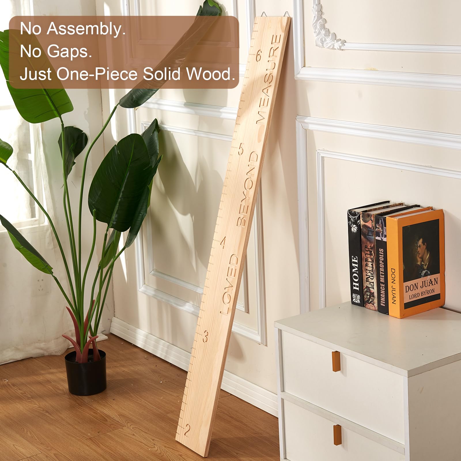 Mengliky height chart deeply carved scale closeup highlights durable engraving for lasting milestones.