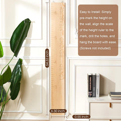 Mengliky height chart solid hardwood natural finish conveys premium eco-friendly home decor.
