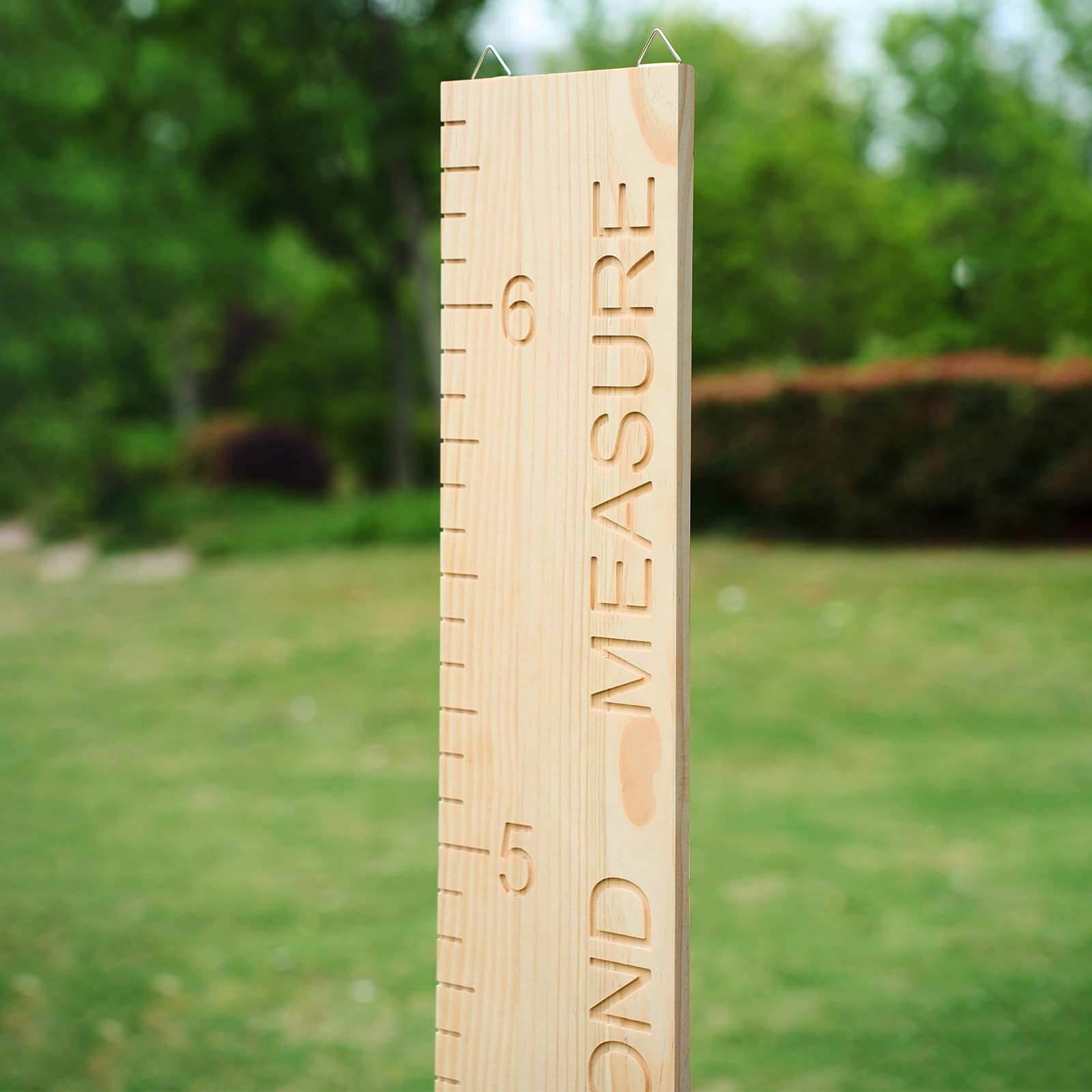 Mengliky one-piece height chart wall-mounted shows natural wood texture for timeless decor.