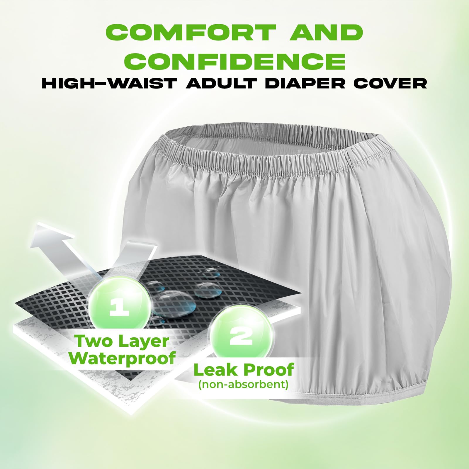 Menpol diaper covers gray S close-up demonstrating easy-care and machine-washable design.