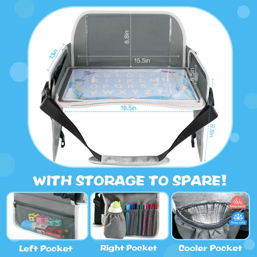 MENZOKE Kids Travel Tray cup holder keeps drinks steady on bumpy rides.
