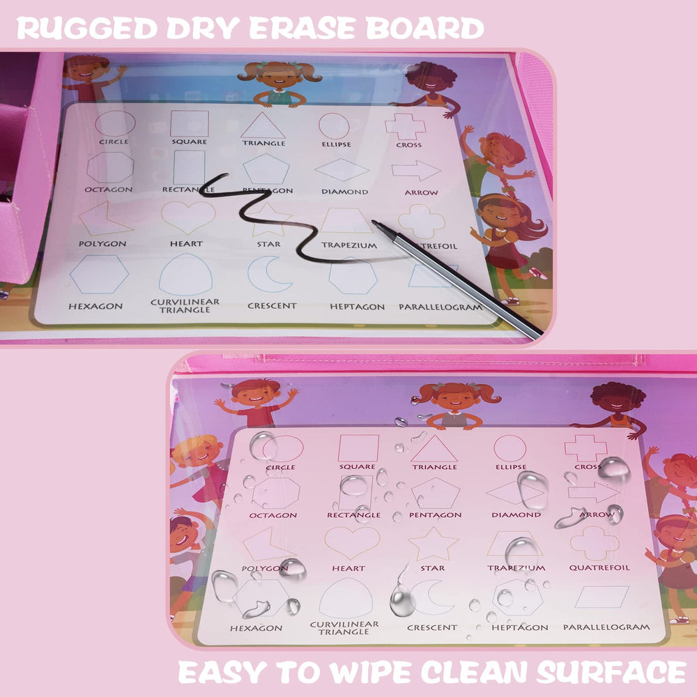MENZOKE Kids Travel Tray dry erase board lets little artists doodle during flights.