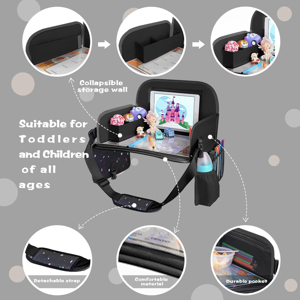 MENZOKE kids travel tray storage organizers maximize on-the-go organization.