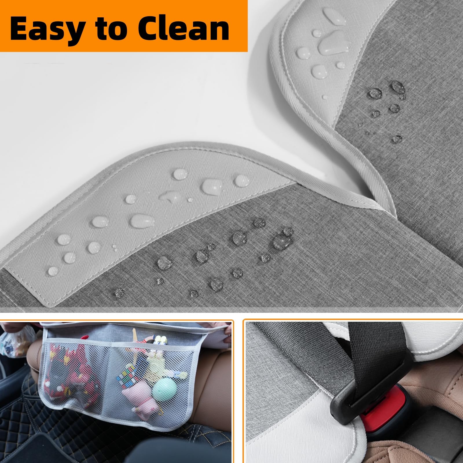Meolsaek Car Seat Protector easy-clean surface wipes clean after messes