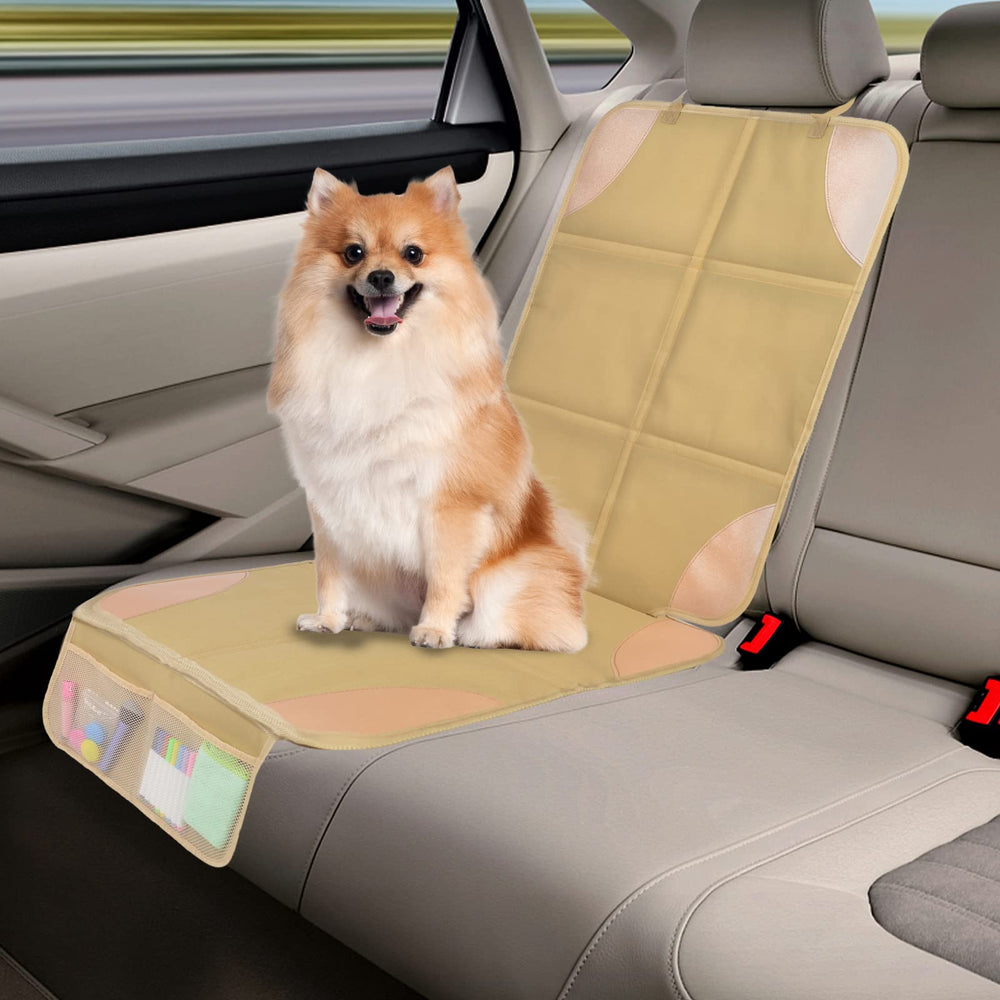 Meolsaek car seat protector ochre thickened 600D fabric reinforces long-lasting seat protection.