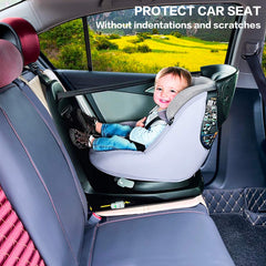 Meolsaek car seat protector ochre back view highlights non-slip backing for a secure fit on seats.