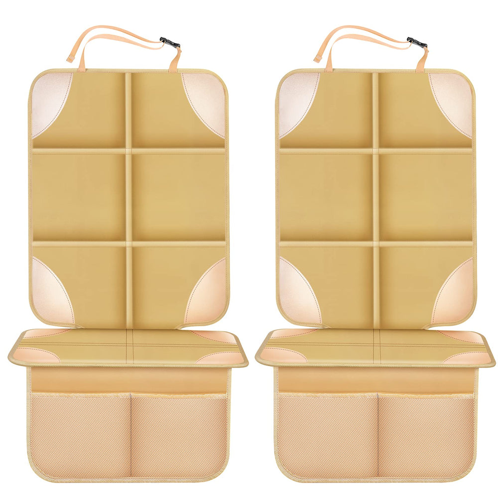 Meolsaek car seat protector ochre front view shows durable, water-resistant fabric for spills.