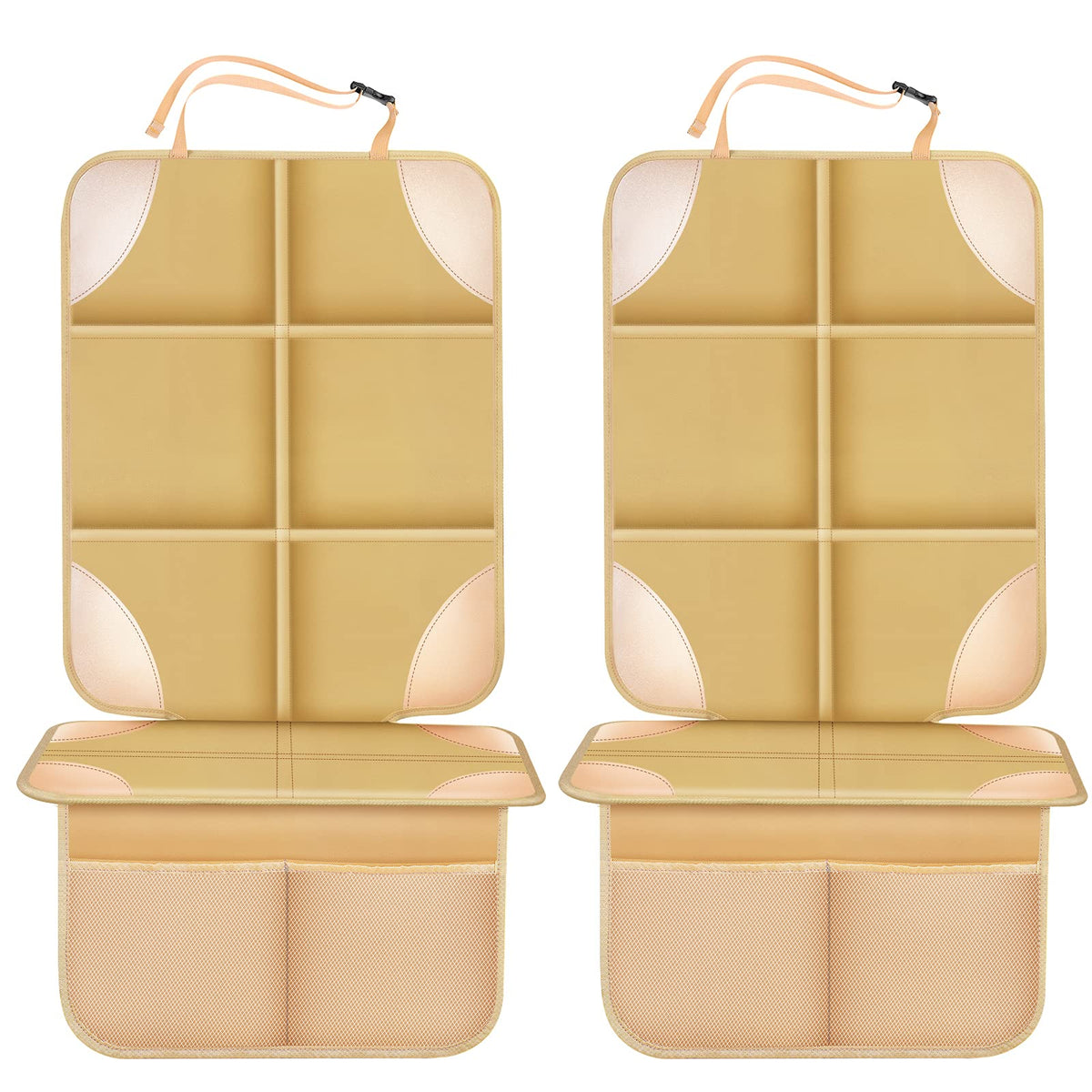 Meolsaek car seat protector ochre front view shows durable, water-resistant fabric for spills.