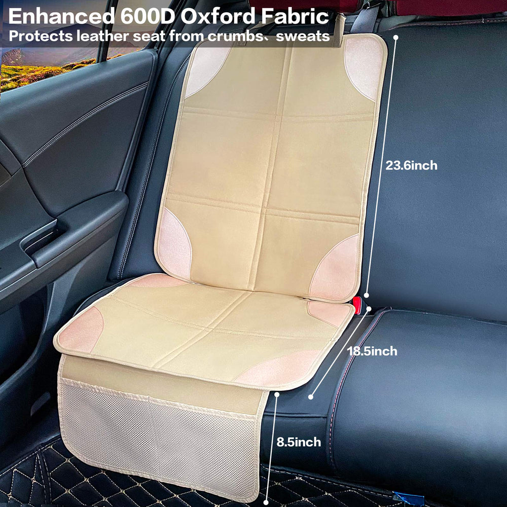Meolsaek car seat protector ochre non-slip backing detail demonstrates grip for stability.