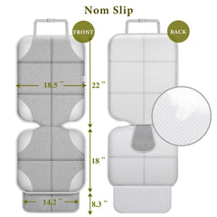 Meolsaek car seat protector highlights PVC corner and foam padding for durability.