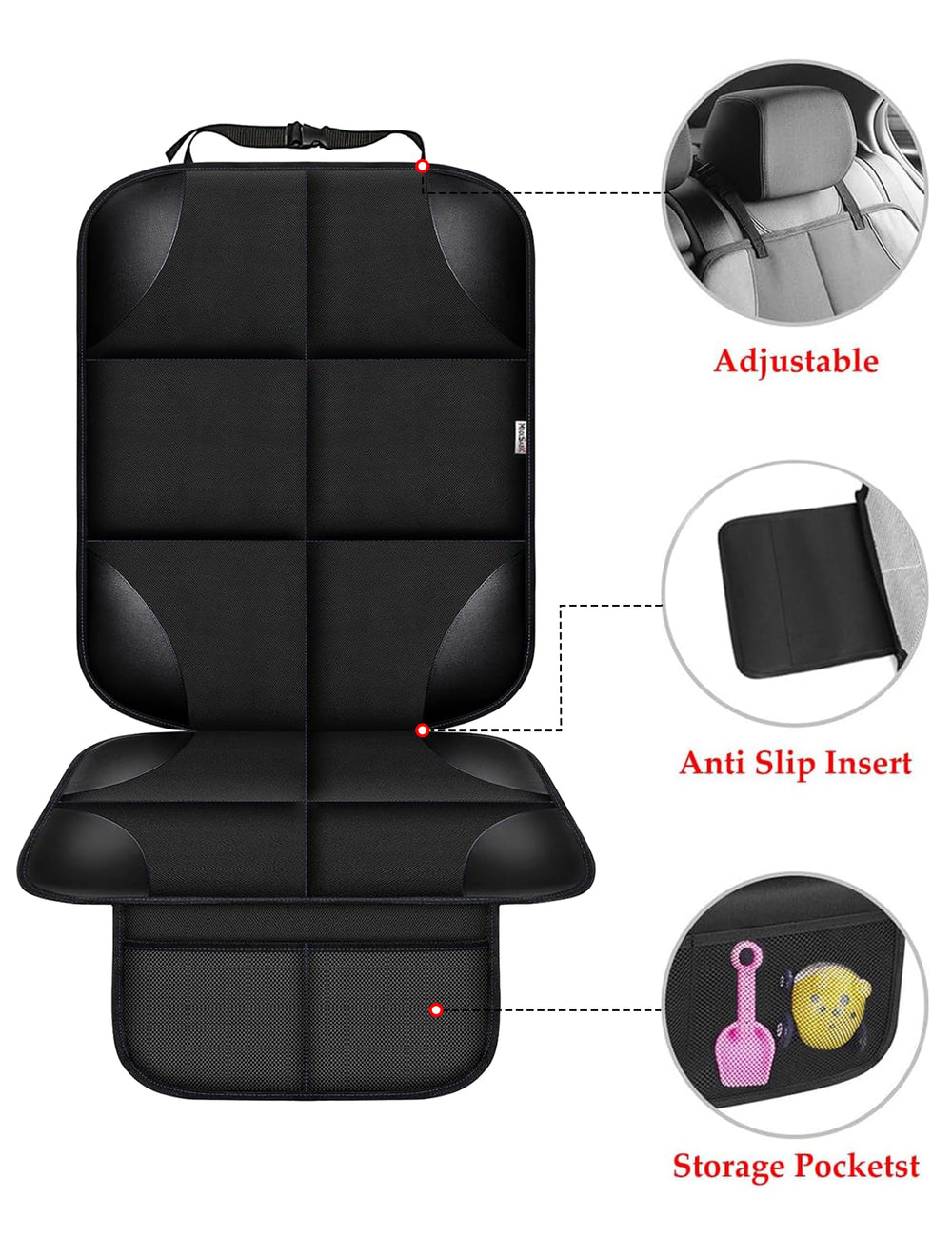 Meolsaek car seat protector seat area guarding against spills during travel.
