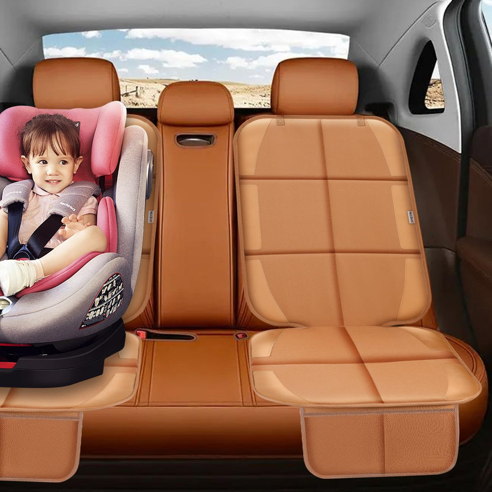 Meolsaek car seat protector storage pocket holds toys and books.