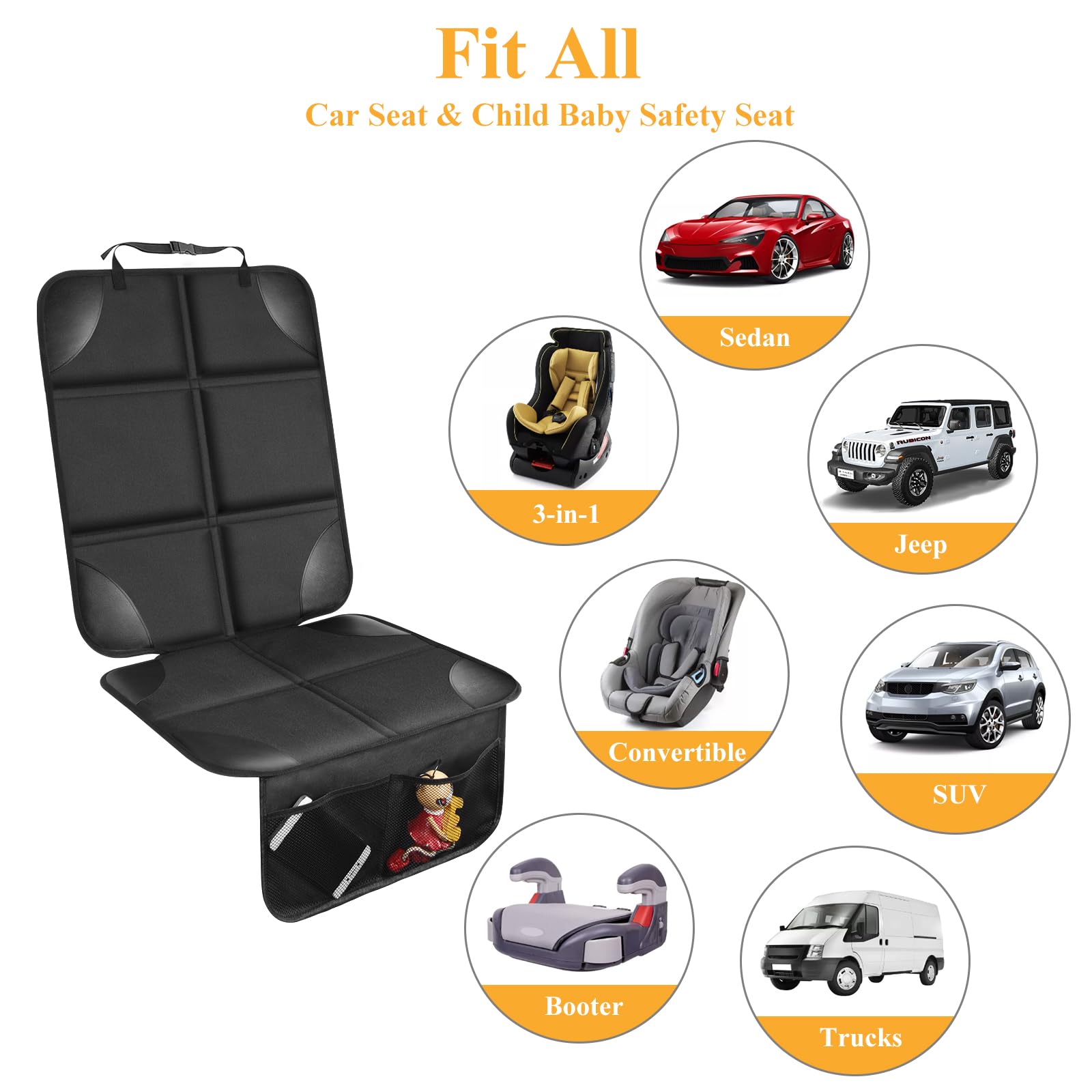 Meolsaek car seat protector two-piece set covers front and back seats