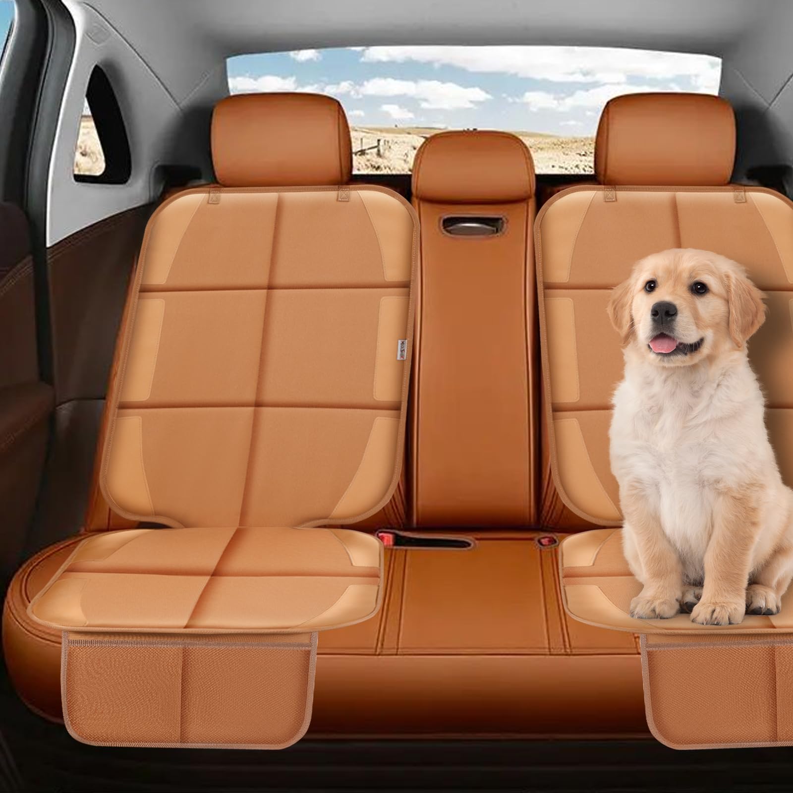 Meolsaek car seat protector waterproof Oxford fabric resists spills and stains.