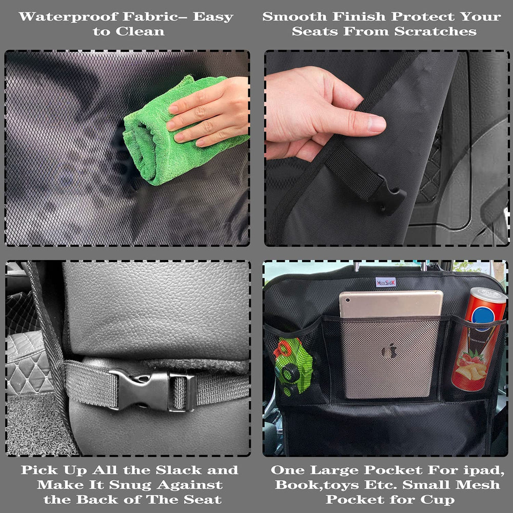 Meolsaek kick mats fitted across a back seat in a car.
