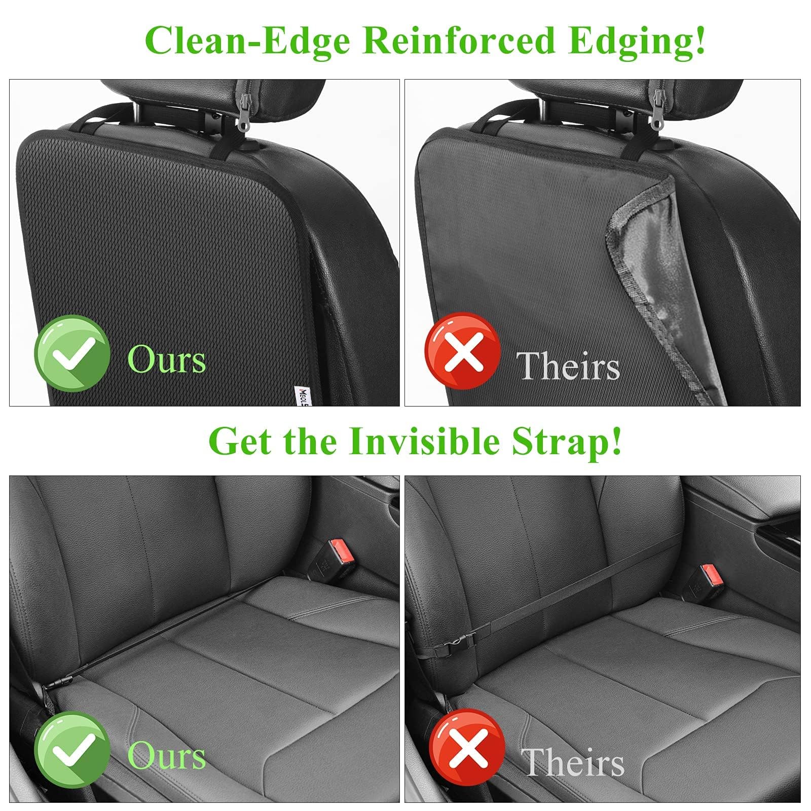 Meolsaek Kick Mats strap system, secure installation in any car.