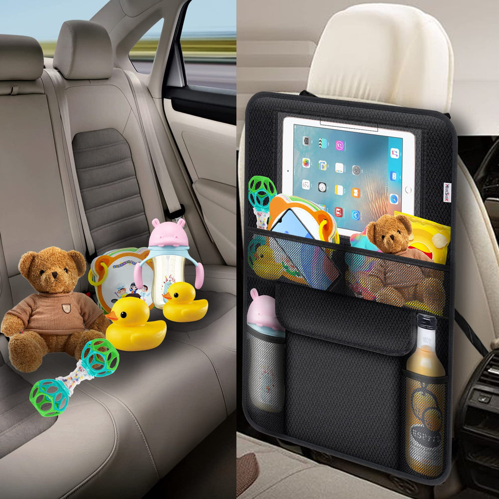 Meolsaek kick mats waterproof-fabric keeps seats dry and wipe-clean after spills.
